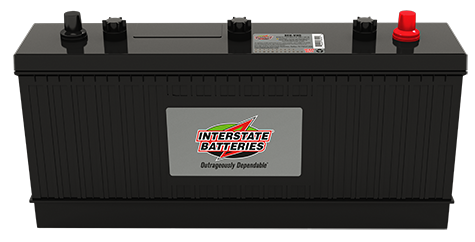 Interstate Battery long and narrow with black case. Part number 3EH-VHD on label