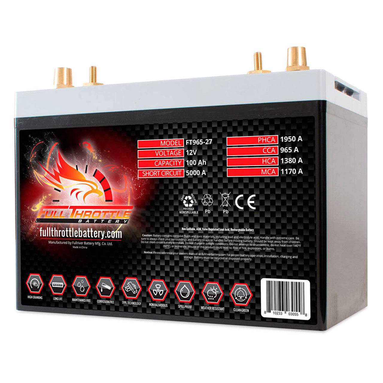 Front image Full Throttle battery, grey top