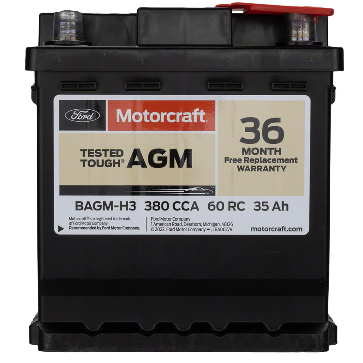 Motorcraft BAGM H3 AGM Battery 35 Ah 380 CCA Battery Roadie motorcraft-bagm-h3-agm-battery-35-ah-380-cca-battery-roadie