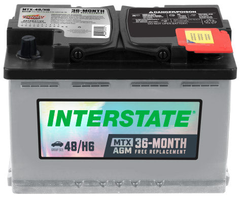 Interstate battery grey case with black top