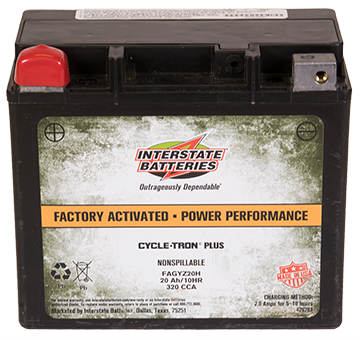 Interstate Harley Battery front image FAGYZ20H part number