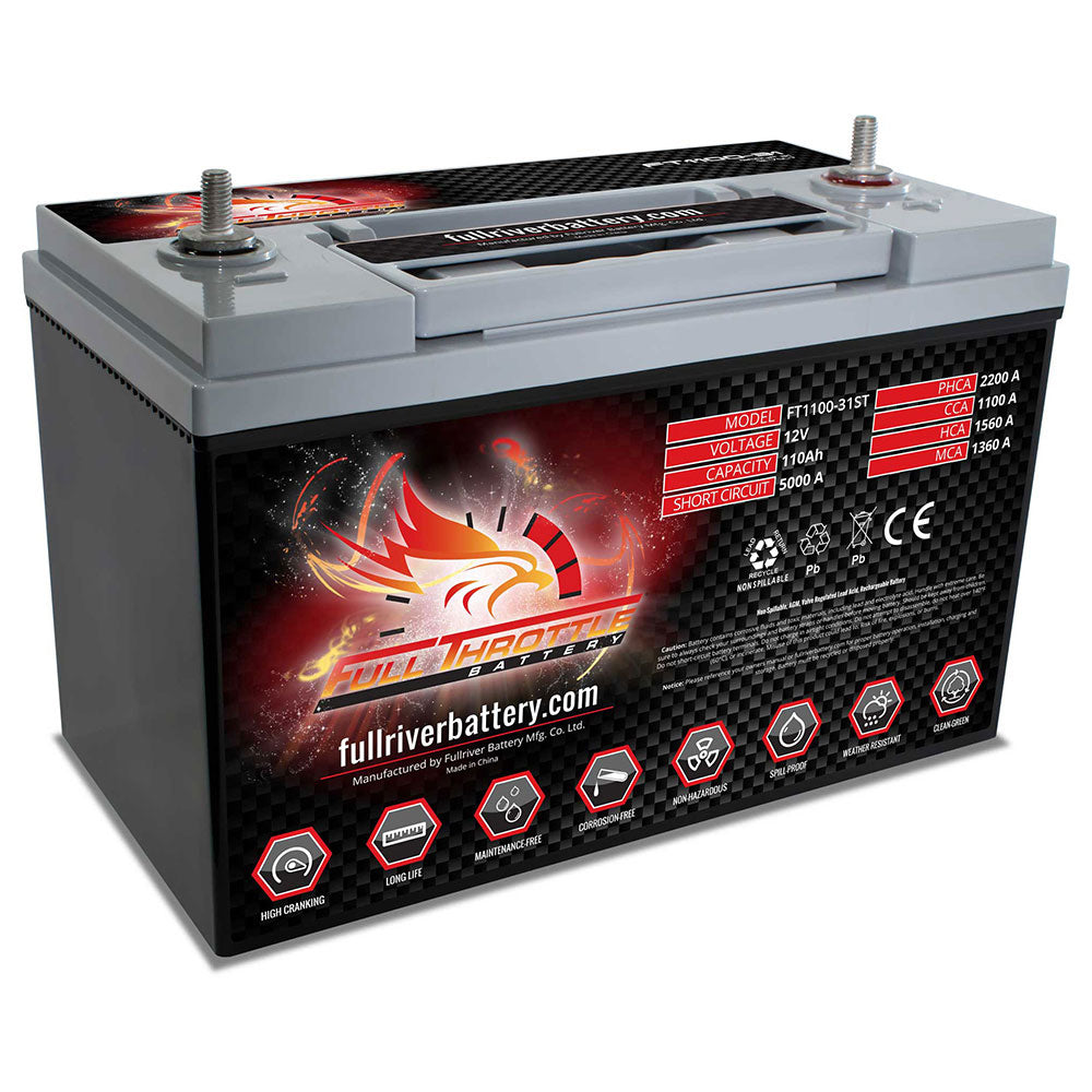 Full Throttle FT1100-31ST 1100CCA 110ah Pure Lead AGM Battery