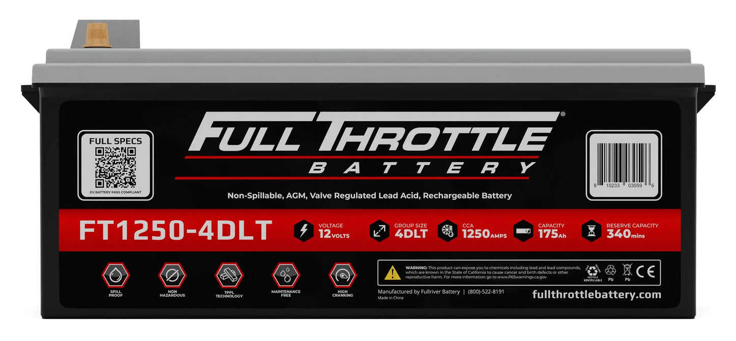 Full Throttle FT1250-4DLT 1250 CCA 175 AH AGM Battery
