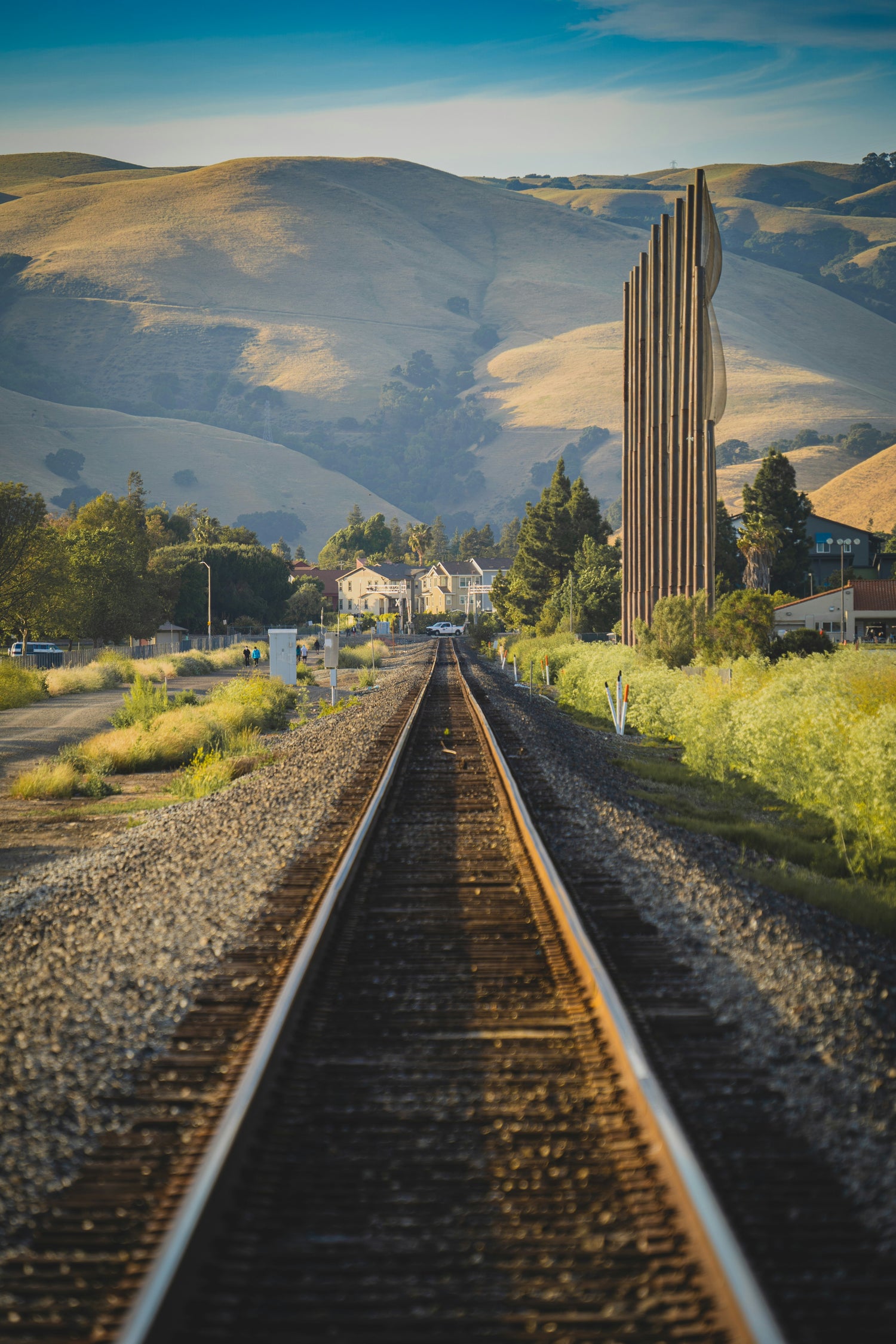 Fremont railway tracks mountain in background