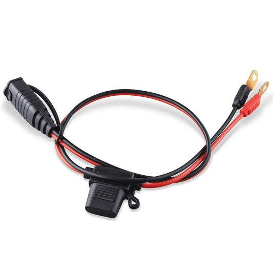 A black and red NOCO Eyelet Terminal Connector M6 with a plug on one end and eyelet terminals on the other.