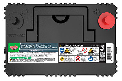 Interstate AGM Battery Toyota Prius C MTX-S34B20R