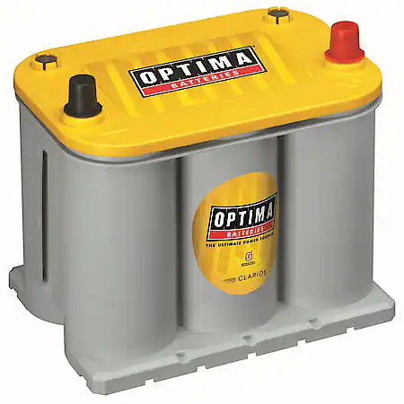 Yellow top Optima battery with grey case