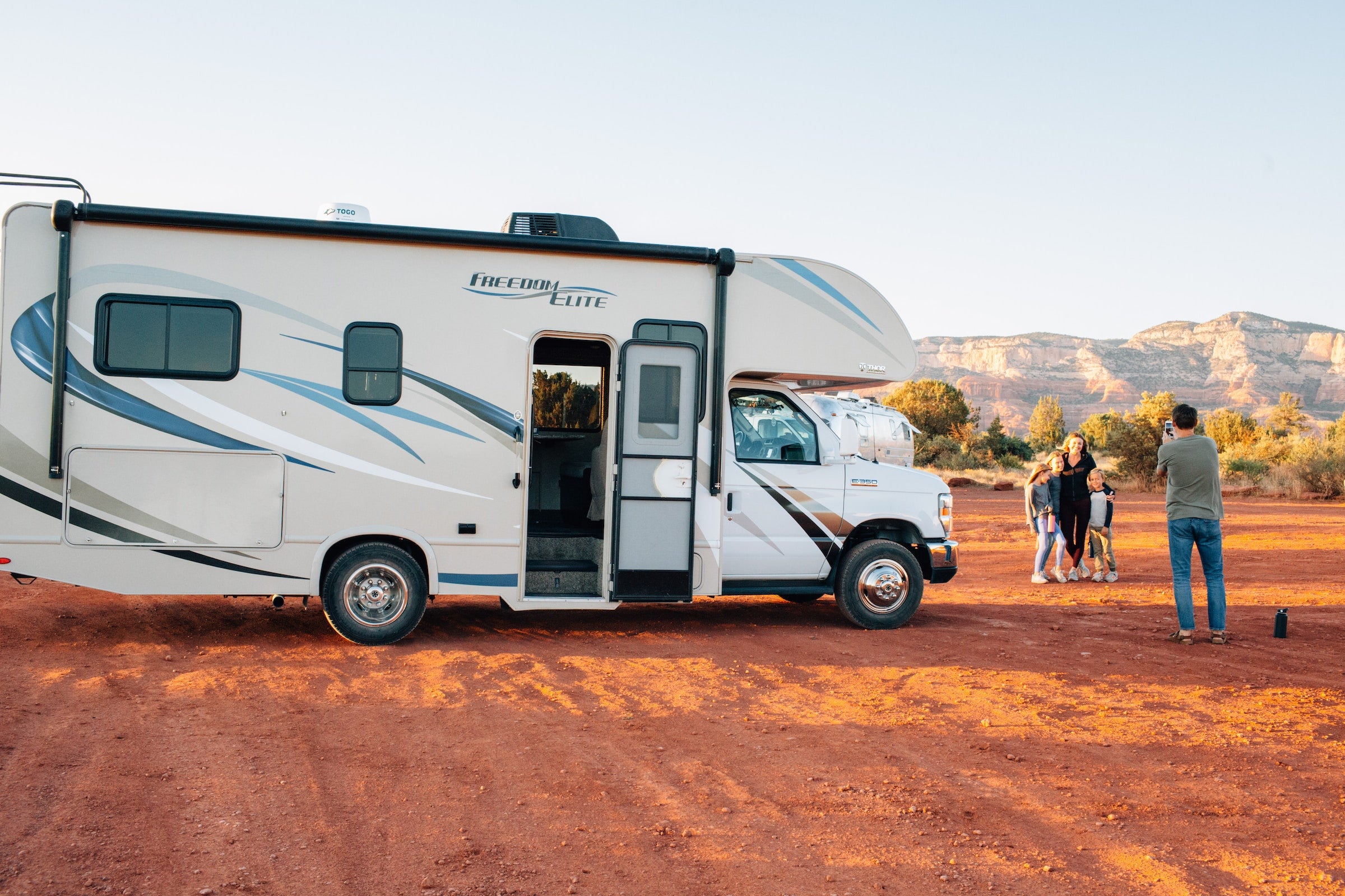 RV with family camping