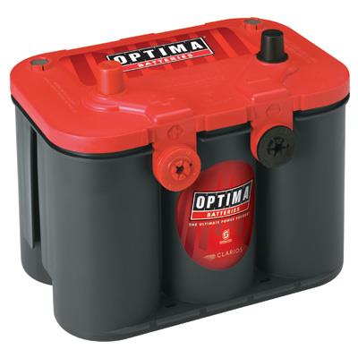 Red top optima brand battery, with dual posts