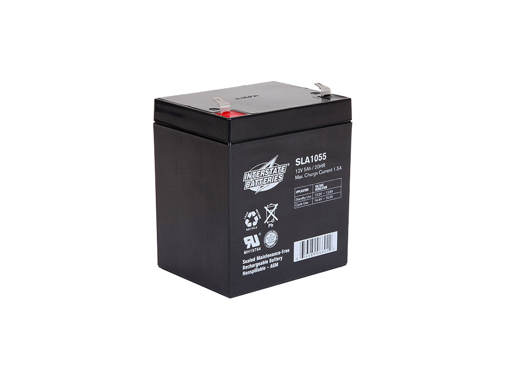 Interstate Batteries 12V 5Ah Battery (F1 Terminal) SLA AGM VRLA Rechargeable Replacement for Alarms, Security, Garage Door Openers for Chamberlain, Genie, Liftmaster, Craftsman, Workhorse (SLA1055)