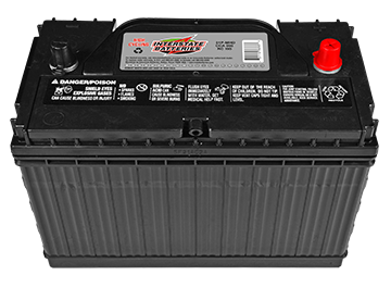 Black Interstate commercial battery wtih automotive posts