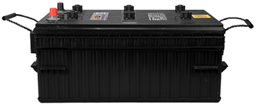 Large black battery, terminals on left side