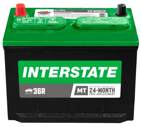 black car battery, green case