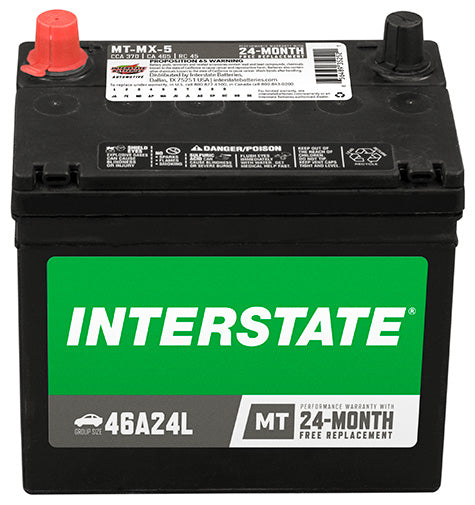 small black car battery, Interstate label