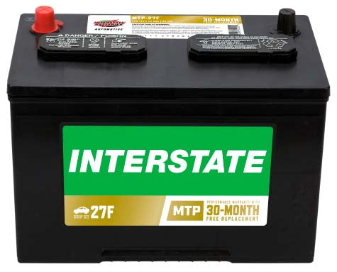 black car battery, Interstate label.